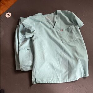 Figs Light Teal Scrub Top and Pants Set